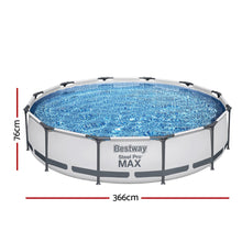 Load image into Gallery viewer, Bestway Swimming Pool 366x76cm Steel Frame Round Above Ground Pools w/ Filter Pump 6473L