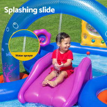 Load image into Gallery viewer, Bestway Kids Inflatable Play Splash Pool with Slide Ball Tossing Toys Coral Basket