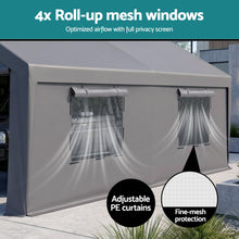 Load image into Gallery viewer, 3x6m Carports Canopy Tent Portable Garage Outdoor Steel Shelter Grey