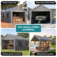 Load image into Gallery viewer, 3x6m Carports Canopy Tent Portable Garage Outdoor Steel Shelter Grey