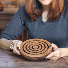 Load image into Gallery viewer, Marble maze brain teaser puzzle, wood, handmade 3D puzzle-get all 3 marbles together