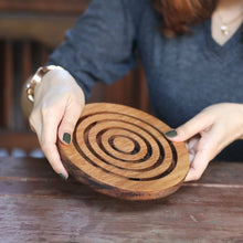 Load image into Gallery viewer, Marble maze brain teaser puzzle, wood, handmade 3D puzzle-get all 3 marbles together