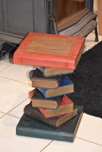 Load image into Gallery viewer, Side Table, corner Stool, Raintree Wood Natural Finish-Book Stack-Colour finish..