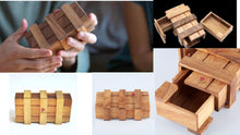 Load image into Gallery viewer, Secret Lock Box Wood Brain Teaser Puzzle - Unique Design - Put a Gift Inside-they have to work out how to open