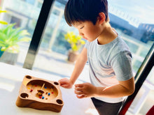 Load image into Gallery viewer, Spinning game fun board game- educational game with spinning top from 5 years old in solid wood. CE standards, ideal for mental calculation