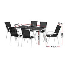 Load image into Gallery viewer, Gardeon 7 Piece Outdoor Dining Set Steel Textilene Patio Furniture Table and Chairs Black