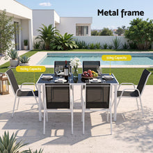 Load image into Gallery viewer, Gardeon 7 Piece Outdoor Dining Set Steel Textilene Patio Furniture Table and Chairs Black