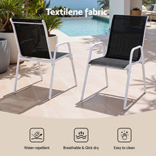 Load image into Gallery viewer, Gardeon 7 Piece Outdoor Dining Set Steel Textilene Patio Furniture Table and Chairs Black