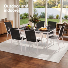 Load image into Gallery viewer, Gardeon 7 Piece Outdoor Dining Set Steel Textilene Patio Furniture Table and Chairs Black