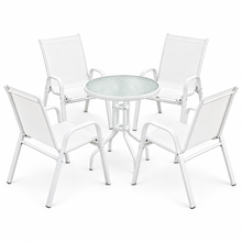 Load image into Gallery viewer, Gardeon 5PC Bistro Set Outdoor Table and Chairs Stackable Patio Furniture White