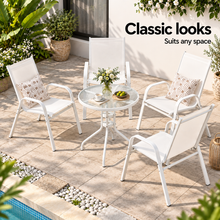 Load image into Gallery viewer, Gardeon 5PC Bistro Set Outdoor Table and Chairs Stackable Patio Furniture White