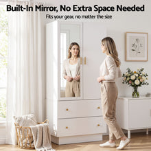Load image into Gallery viewer, Artiss LED Wardrobe Cabinet Clothes Storage with Mirror 2 Drawers Hanging Rail