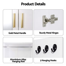 Load image into Gallery viewer, Artiss LED Wardrobe Cabinet Clothes Storage with Mirror 2 Drawers Hanging Rail