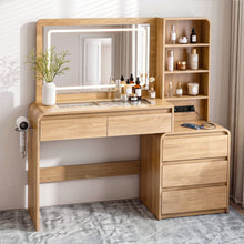 Load image into Gallery viewer, Artiss Dressing Table Makeup Vanity Desk LED Mirror Drawers Charging Station Curved Edge Wood