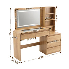Load image into Gallery viewer, Artiss Dressing Table Makeup Vanity Desk LED Mirror Drawers Charging Station Curved Edge Wood
