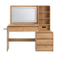 Load image into Gallery viewer, Artiss Dressing Table Makeup Vanity Desk LED Mirror Drawers Charging Station Curved Edge Wood