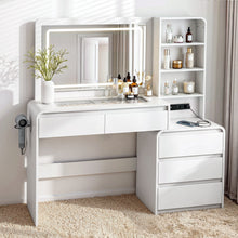 Load image into Gallery viewer, Artiss Dressing Table Makeup Vanity Desk LED Mirror Drawers Charging Station Curved Edge White