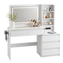 Load image into Gallery viewer, Artiss Dressing Table Makeup Vanity Desk LED Mirror Drawers Charging Station Curved Edge White