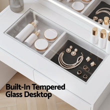 Load image into Gallery viewer, Artiss Dressing Table Makeup Vanity Desk LED Mirror Drawers Charging Station Curved Edge White