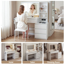 Load image into Gallery viewer, Artiss Dressing Table Makeup Vanity Desk LED Mirror Drawers Charging Station Curved Edge White