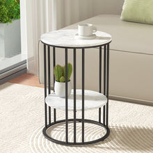 Load image into Gallery viewer, Coffee Table 2-Tier Round Marble Effect
