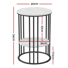 Load image into Gallery viewer, Artiss Set of 2 Side Table Coffee Table 2-Tier Round Marble Effect