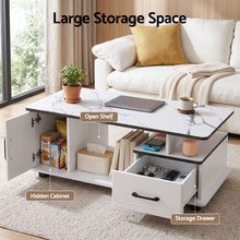 Load image into Gallery viewer, Artiss Coffee Table Marble Finish Center Table with Storage Drawer Cabinet Wood White