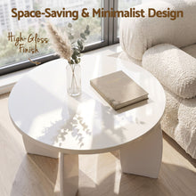 Load image into Gallery viewer, Artiss Coffee Table Set of 2 High Gloss Round Side Bedside Table Wood Living Room Cream
