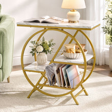Load image into Gallery viewer, Artiss Side Table Marble Finish Coffee Table Nightstand Storage Shelf White&Gold