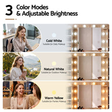 Load image into Gallery viewer, Artiss Dressing Table Vanity Desk LED Mirror Stool Set Charging Station Glass Top Rotating Shelf Wood