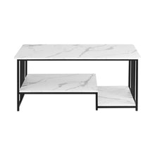 Load image into Gallery viewer, Artiss Coffee Table 100cm Faux Marble Finish Center Table 2-Tier Storage White&Black