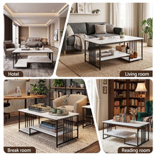 Load image into Gallery viewer, Artiss Coffee Table 100cm Faux Marble Finish Center Table 2-Tier Storage White&Black