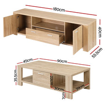 Load image into Gallery viewer, Artiss TV Unit & Coffee Table Set Storage Drawer Pine