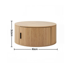 Load image into Gallery viewer, Round Coffee Table Storage Fluted Center Table Living Room Office 80cm Wood