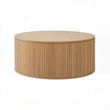 Load image into Gallery viewer, Round Coffee Table Storage Fluted Center Table Living Room Office 80cm Wood