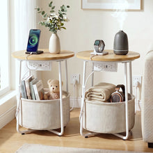 Load image into Gallery viewer, Artiss Set of 2 Round Coffee Table Bedside Side End Table Charging Station Storage Basket