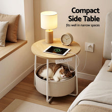 Load image into Gallery viewer, Artiss Set of 2 Round Coffee Table Bedside Side End Table Charging Station Storage Basket