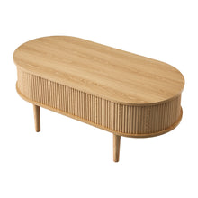 Load image into Gallery viewer, Artiss Lift Top Coffee Table Fluted Centre Table with Hidden Storage Oval 100cm