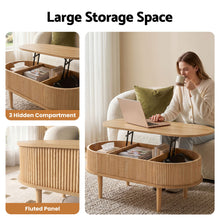 Load image into Gallery viewer, Artiss Lift Top Coffee Table Fluted Centre Table with Hidden Storage Oval 100cm