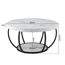 Load image into Gallery viewer, Artiss Coffee Table 2-Tier Marble Finish Round White&Black