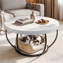 Load image into Gallery viewer, Artiss Coffee Table 2-Tier Marble Finish Round White&Black