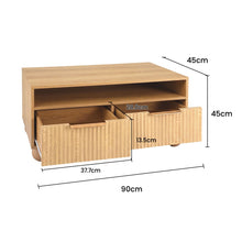 Load image into Gallery viewer, Artiss Coffee Table 90cm Center Table Fluted Drawers Open Shelf Spherical Solid Legs Wood
