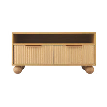 Load image into Gallery viewer, Artiss Coffee Table 90cm Center Table Fluted Drawers Open Shelf Spherical Solid Legs Wood