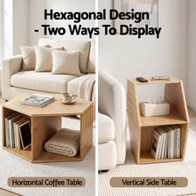 Load image into Gallery viewer, Set of 2 Coffee Table Hexagonal Center Table with Open Storage 2-Way Display Side Table Wood