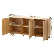 Load image into Gallery viewer, Buffet Sideboard Cabinet 2-Tier Fluted Kitchen Storage Ball Legs Pine