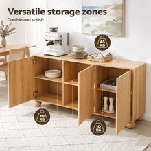 Load image into Gallery viewer, Buffet Sideboard Cabinet 2-Tier Fluted Kitchen Storage Ball Legs Pine