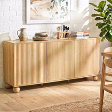 Load image into Gallery viewer, Buffet Sideboard Cabinet 2-Tier Fluted Kitchen Storage Ball Legs Pine