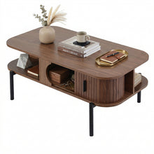 Load image into Gallery viewer, Artiss Coffee Table Living Room Center Table Shelf Cabinet Walnut