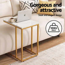 Load image into Gallery viewer, Artiss C Shaped End Table Set of 2 Coffee Table Side Table White & Gold