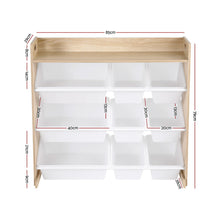 Load image into Gallery viewer, Keezi Kids Toy Box 9 Bins Bookshelf Organiser Display Shelf Storage Rack Wooden